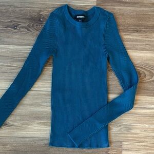 express // teal ribbed knit sweater